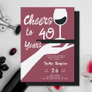 Search for wine 40th birthday invitations Forty fortieth birthday