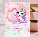 Search for unicorn 3rd birthday invitations Girl