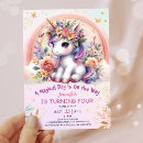 Search for unicorn 4th birthday invitations For kids