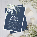 Search for white flowers wedding invitations Blue and white