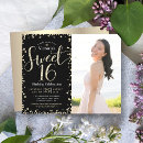 Search for modern sweet 16 invitations Black and gold