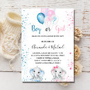 Search for pink blue elephant gender reveal invitations Baby shower