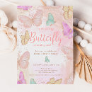 Search for pink butterfly 1st birthday invitations Gold glitter