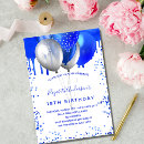 Search for royal blue and white birthday invitations Silver