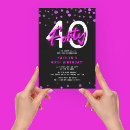 Search for neon 40th birthday invitations Glow