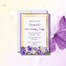Search for pansy birthday invitations Purple