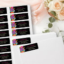 Search for black floral return address labels Watercolor