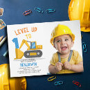 Search for construction 1st birthday invitations Bulldozer