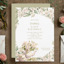 Search for flower on white birthday invitations Girl