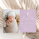 Search for purple photo christening invitations Elegant