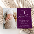 Search for purple photo christening invitations Cross
