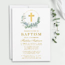 Search for greenery gold cross christening invitations Elegant