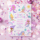 Search for mermaid under the sea birthday invitations Magical birthday party