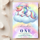Search for unicorn 1st birthday invitations Magical