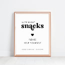 Search for snacks sign wedding signs Black and white