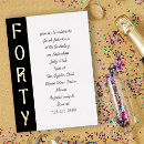 Search for male 40th birthday invitations Black and white