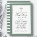 Search for green first communion invitations Cross