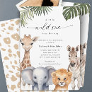 Search for wild one safari animals baby shower invitations Cute