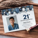 Search for black silver 21st birthday invitations White