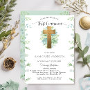 Search for green first communion invitations Watercolor floral