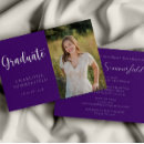 Search for purple and white graduation invitations High school graduation