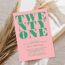 Search for pink and green birthday invitations Unique
