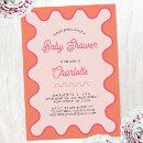 Search for pink and orange baby shower invitations Retro