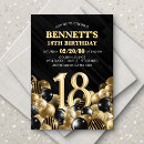 Search for black balloons invitations Black and gold