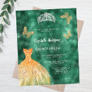 Search for crown quinceanera invitations Emerald green