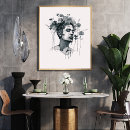 Search for black and white lined flower art Ink