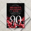 Search for red 90th birthday invitations Black and red
