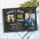 Search for rustic 40th birthday invitations Cheers and beers
