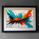 Search for black white turquoise art Red