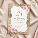 Search for floral 21st birthday invitations Glitter