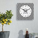 Search for black and white kitchen clocks Chequerboard