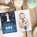 Search for unique boy 1st birthday invitations Modern