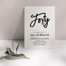 Search for black and white 40th birthday invitations Simple