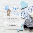 Search for blue and silver baby shower invitations Teddy bear