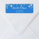 Search for bright blue return address labels Blue and white
