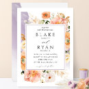 Search for peach and lavender wedding invitations Watercolor floral