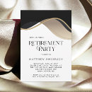 Search for black and gold retirement invitations Modern