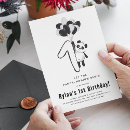 Search for panda 1st birthday invitations Black and white