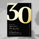 Search for foil 30th birthday invitations Black and gold