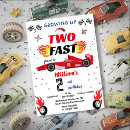 Search for cute race car birthday invitations Growing up two fast