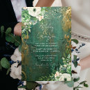 Search for rounded emerald green and gold wedding invitations Floral