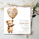 Search for brown teddy bear baby shower invitations Heart script typography