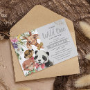 Search for wild one safari animals baby shower invitations Modern