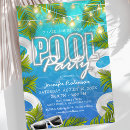 Search for adult pool party invitations Palm leaves