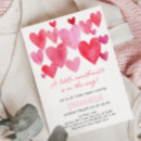 Search for a little sweetheart is on the way baby shower invitations Watercolor hearts