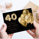 Search for black balloons 40th birthday invitations Party